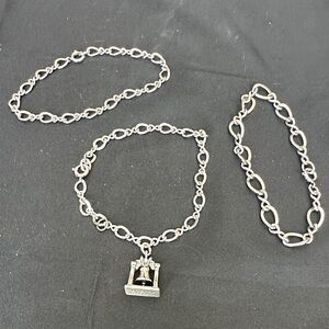 Vintage Sterling Liberty Bell Charm Bracelet plus Two Bonus Bracelets 22.3g